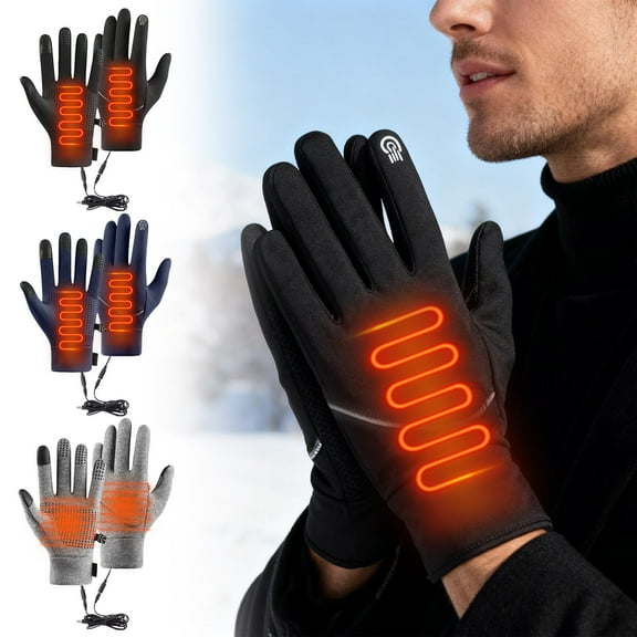 WKSCLPAI Heated Gloves Winter Gloves with Touch Screen Design Rechargeable Hand Thermal Gloves for Men Women Outdoor Windproof & Waterproof Insulated Gloves for Outdoor Sport(Navy,L)