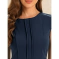thumbnail image 5 of DARING DIVA Women's Elegant Round Neck Solid Color Cap Sleeve Blouses XL Dark Blue, 5 of 6