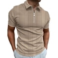 thumbnail image 1 of MAWCLOS Hommes T-Shirts Manches Courtes d'Été Tops Polo Rayé Plage Décontracté Col Revers Tee Profond Kaki 2XL, 1 of 2