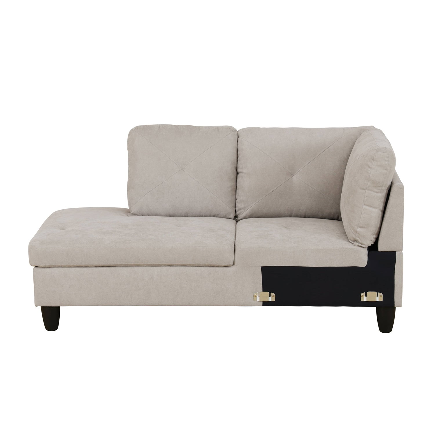 Hommoo Modern Flannelette 2-Piece Living Room Sofa Set Sectional Couches and Sofas, L-Shaped Sectional Couch Sofa, Off-White(No Ottoman)