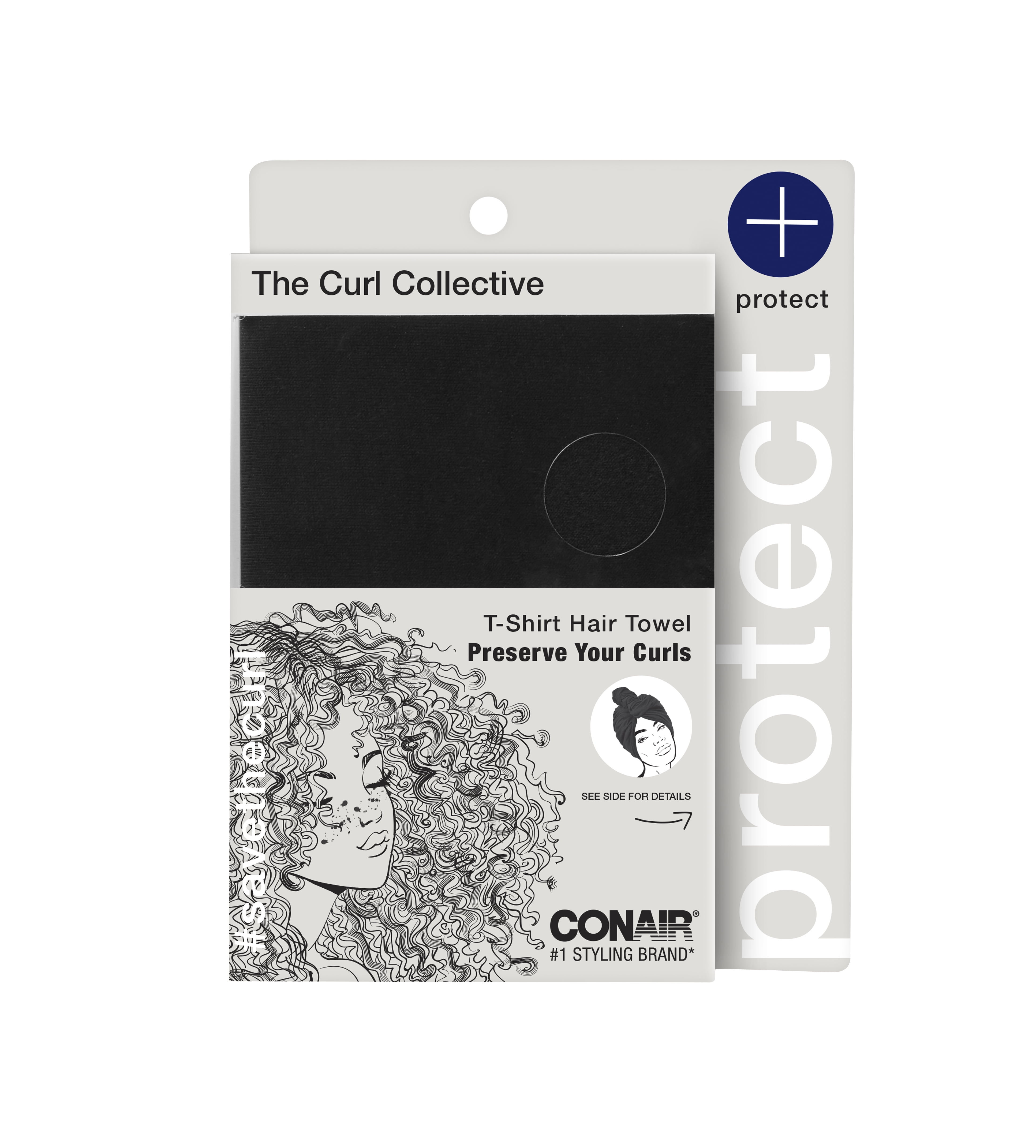 (3 pack) Conair THE CURL COLLECTIVE™ Rectangular T-Shirt Towel, Black, 1 Count