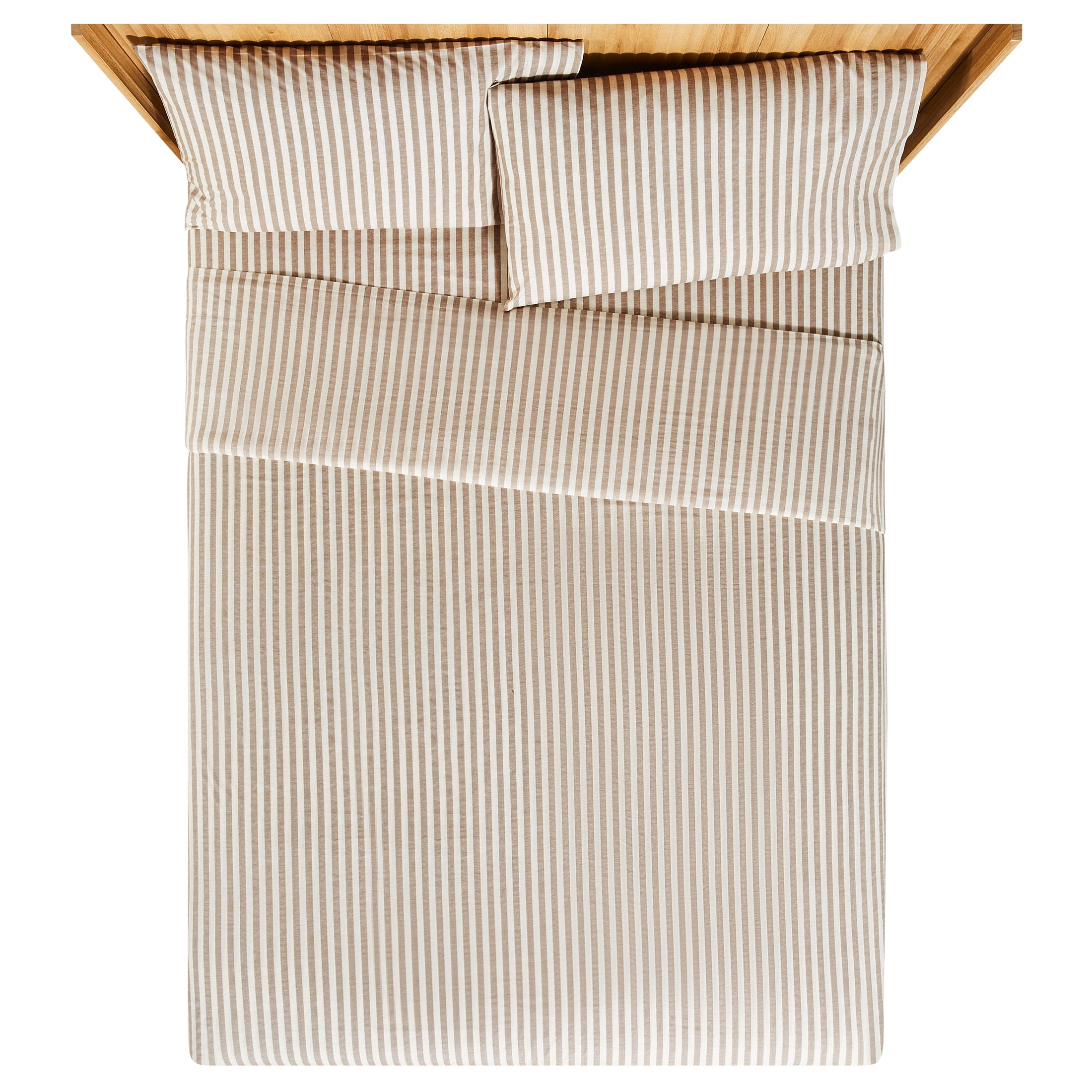 Beautiful Striped 3-Piece 100% Cotton Percale Natural Sheet Set, Twin by Drew Barrymore