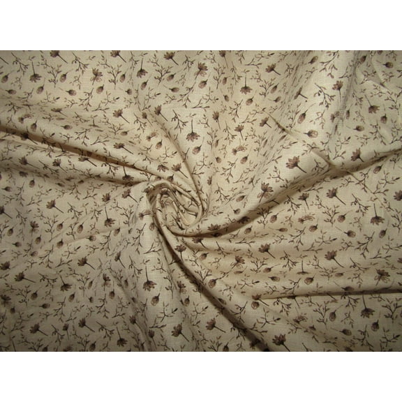 100% Linen Printed Brown color Fabric 58" wide [11481]