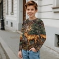 thumbnail image 6 of Garronmavis Deer Boys Long Sleeve T-Shirts 9-10 Loose Camo Forest Kids Crewneck T-Shirts Fall Tops Lightweight Casual Crewneck Loose Fit Tee Tops Soft Casual Crewneck Tees, 6 of 7