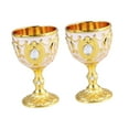 thumbnail image 3 of kurtrusly 2x Goblet Easy Clean Retro Design Glass Wine Decorative Alloy Craft Embossed gold white 4.3x7cm, 3 of 6