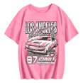 thumbnail image 3 of Graphic Tees for Women's Oversized Graphic Print Tee for Casual Everyday StyleDrop Shoulder Short Sleeve Cartoon Graphics Shirt Pink XXL, 3 of 3