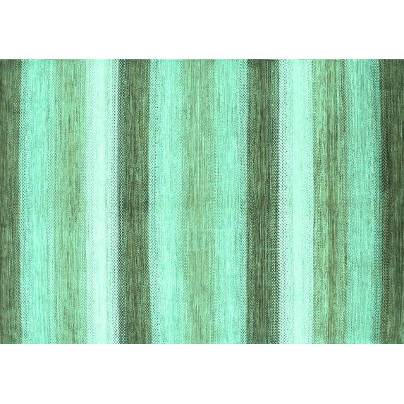 Ahgly Company Machine Washable Indoor Rectangle Abstract Turquoise Blue Contemporary Area Rugs, 6' x 9'