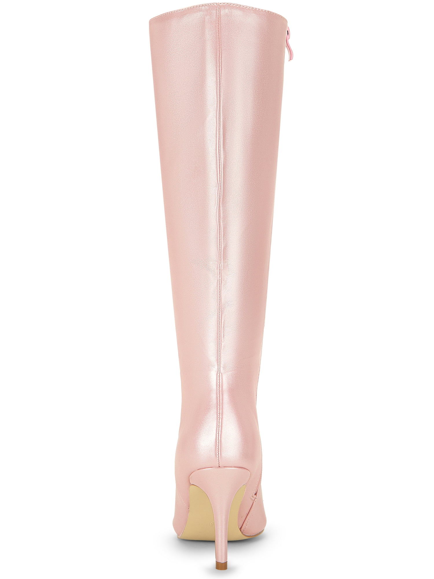 DARING DIVA Women's Pointed Toe Side Zipper Stiletto Heel Knee High Boots Pink 7.5