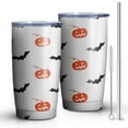 thumbnail image 2 of 20oz Tumblers White Halloween Pumpkins and Bats Stainless Steel Vacuum Insulated Double Wall Travel Tumbler Cups Mug with Lid and Straw,Cleaning Brush for Cold & Hot Drinks, 2 of 7