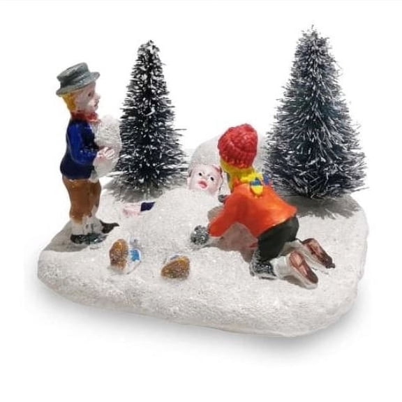 Christmas Village Kids Playing Figurine