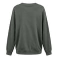 thumbnail image 5 of V-Neck Sweatshirt Women Fleece Pullover with Side Pockets Lightweight Casual Loose Solid Color Long Sleeve Fall Sweatshirt No Hood Gray XXL, 5 of 6