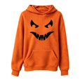thumbnail image 4 of Coerni Girls Hoodie Halloween Jack-O'-Lantern Orange Hooded Pullover Soft Waffle Knit Sweatshirt with Kangaroo Pocket Kids Fall Versatile Top, 4 of 4