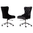 thumbnail image 1 of Chaise de Bureau Pivotante en Velours Noir avec Assise Touffetée en Acier Inoxydable, 1 of 2