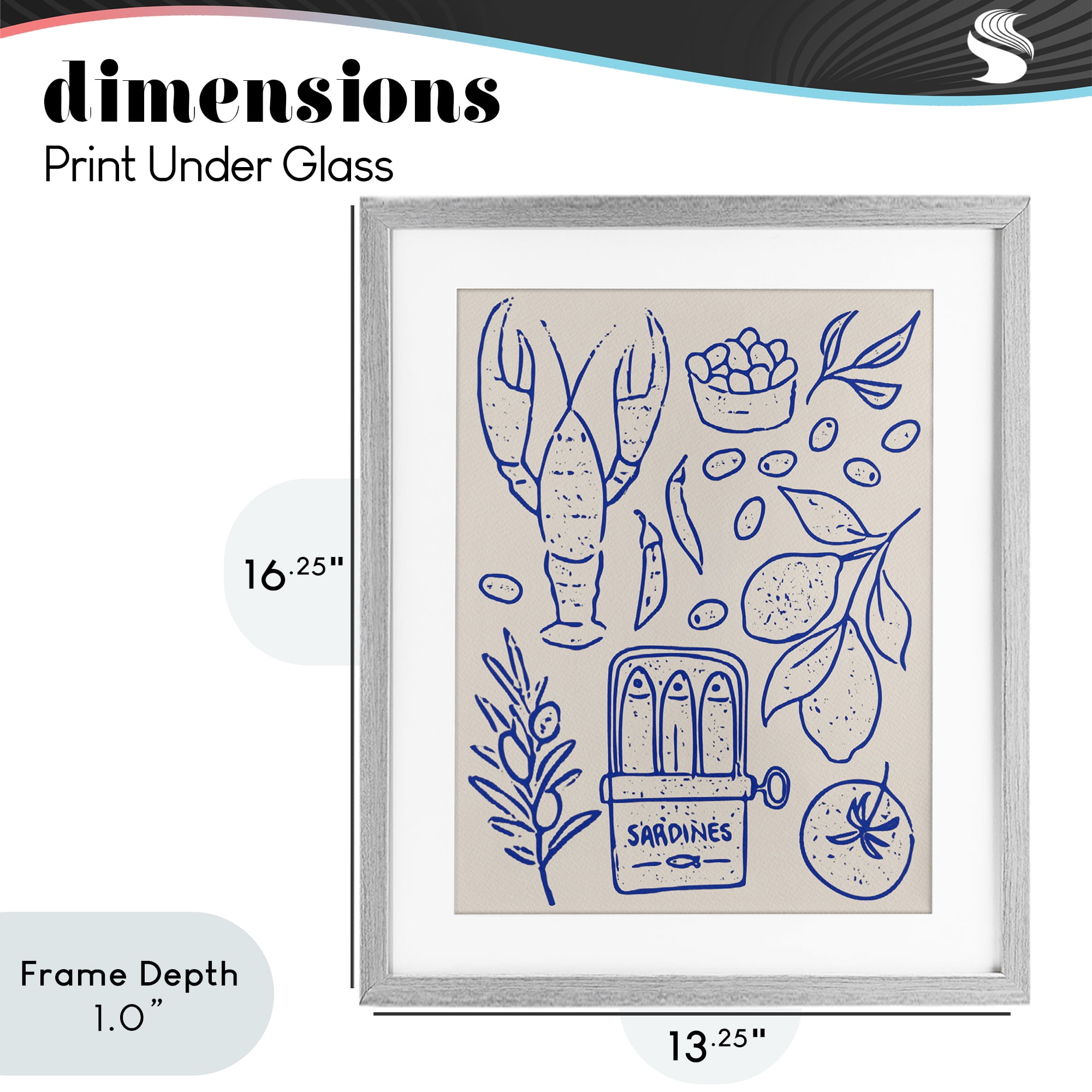 Stupell Industries Seafood & Herbs Simplicity Gray Framed Print Under Glass, design by Camila Juncos