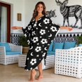 thumbnail image 3 of FKELYI Womens Summer Caftan Beach Cover Up Batwing Sleeves Maxi Beach Dress V Neck Swimwear Coverup Vintage Star Football Print Plus Size Loungewear for Vacation, 3 of 7