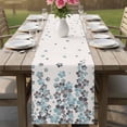 thumbnail image 4 of Spring Cherry Flowers Table Runner 70 Inches, Blue-green Gray Floral Blossom Beige Bed Runner Dresser Scarves Tabletop for Indoor Outdoor Parties/Ceremony/Banquet, 13" x 70", 4 of 9