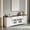 White, variant on AUU Modern 67" TV Console with Glass Doors & 3 Drawers – Blue & Walnut Finish Media Stand with Adjustable Shelves for Living Room