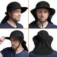 thumbnail image 4 of SUN CUBE Sun Hat for Men, Wide Brim Fishing Hat Neck Flap Cover Men Women, Hiking Safari, UV Sun Protection Summer Gardening Beach Camping UPF 50+, Black, 4 of 8