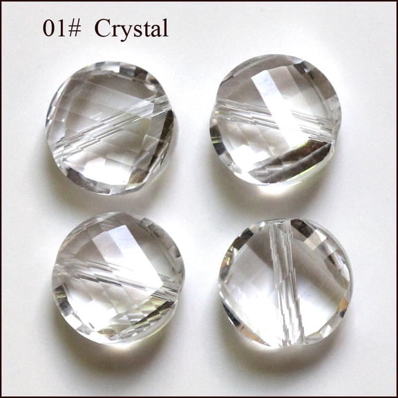 50pc Imitation Austrian Crystal Beads Grade AAA Faceted Flat Round Clear 10x5mm Hole: 0.9~1mm