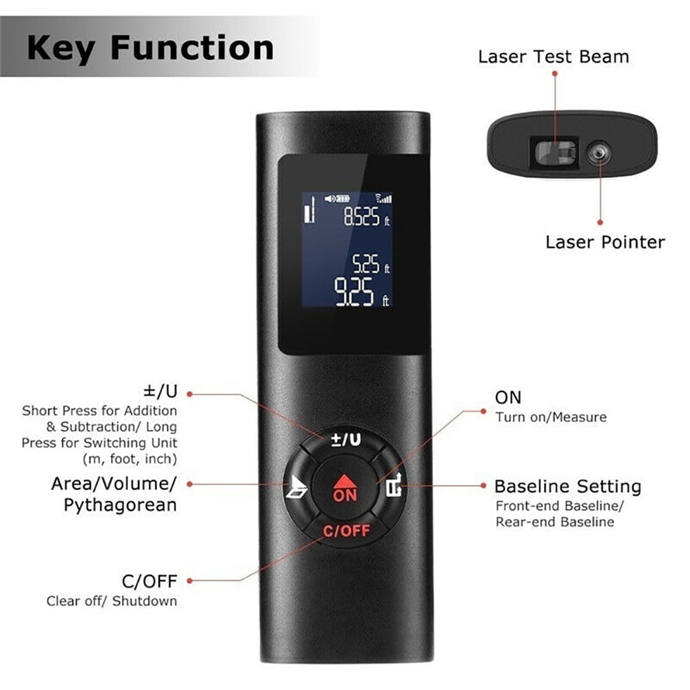 D-GROEE Laser Measure, 40m High Precision Digital Laser Distance Meter Levels, Waterproof LCD Mini Measure Distance