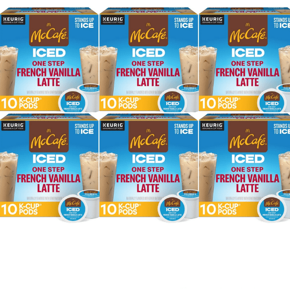 McCafe, ICED One Step French Vanilla Latte K-Cup Coffee Pods, 60 Count