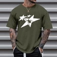 thumbnail image 2 of Rggeeun Mens T-Shirts Star Print Short Sleeve Crew Neck Loose Fit Soft Breathable for Summer Beach Wear Fashion Tee,Green,Xl, 2 of 4