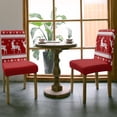 thumbnail image 5 of Chair Covers for Dining Room Set of 6,Xmas Reindeer Winter Snow Stretch Seat Protector Removable Washable Chairs Slipcovers for Kitchen Banquet Wedding Hotel,Snowflake Retro Geometric on Red, 5 of 6