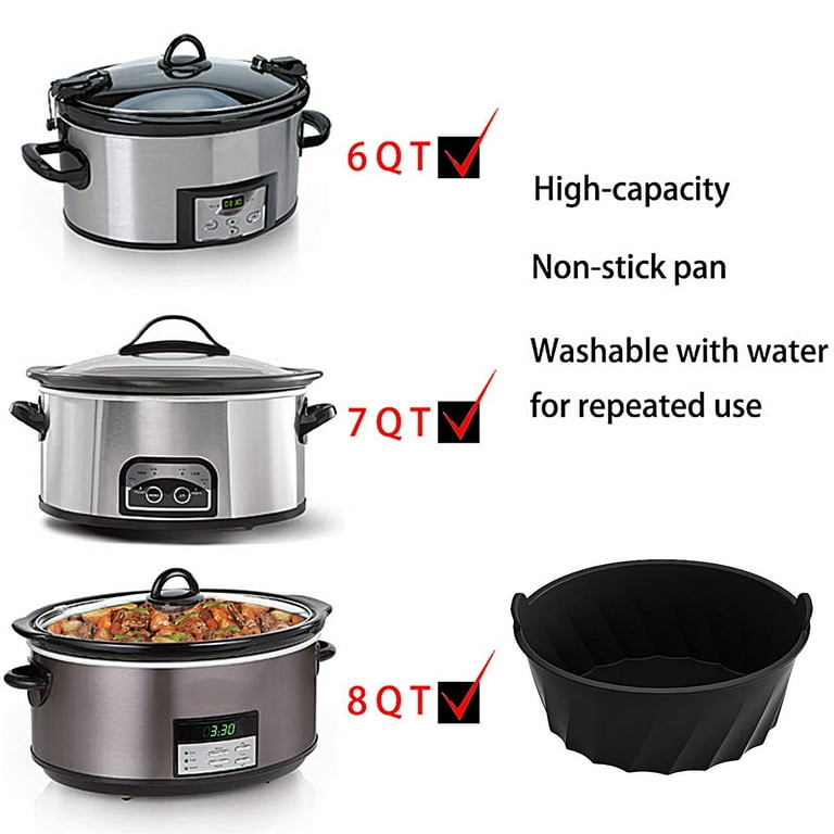 1pc Slow Cooker Inner Pot, With 2in1 Reusable Insertable Separator,  Compatible With 6-8qt Oval Shape Slow Cooker, Silicon Lining, Dishwasher  Safe, Easy To Clean