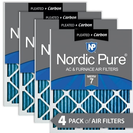 

20x25x1 (19_1/2x24_1/2) Pleated Air Filters MERV 7 Plus Carbon 4 Pack
