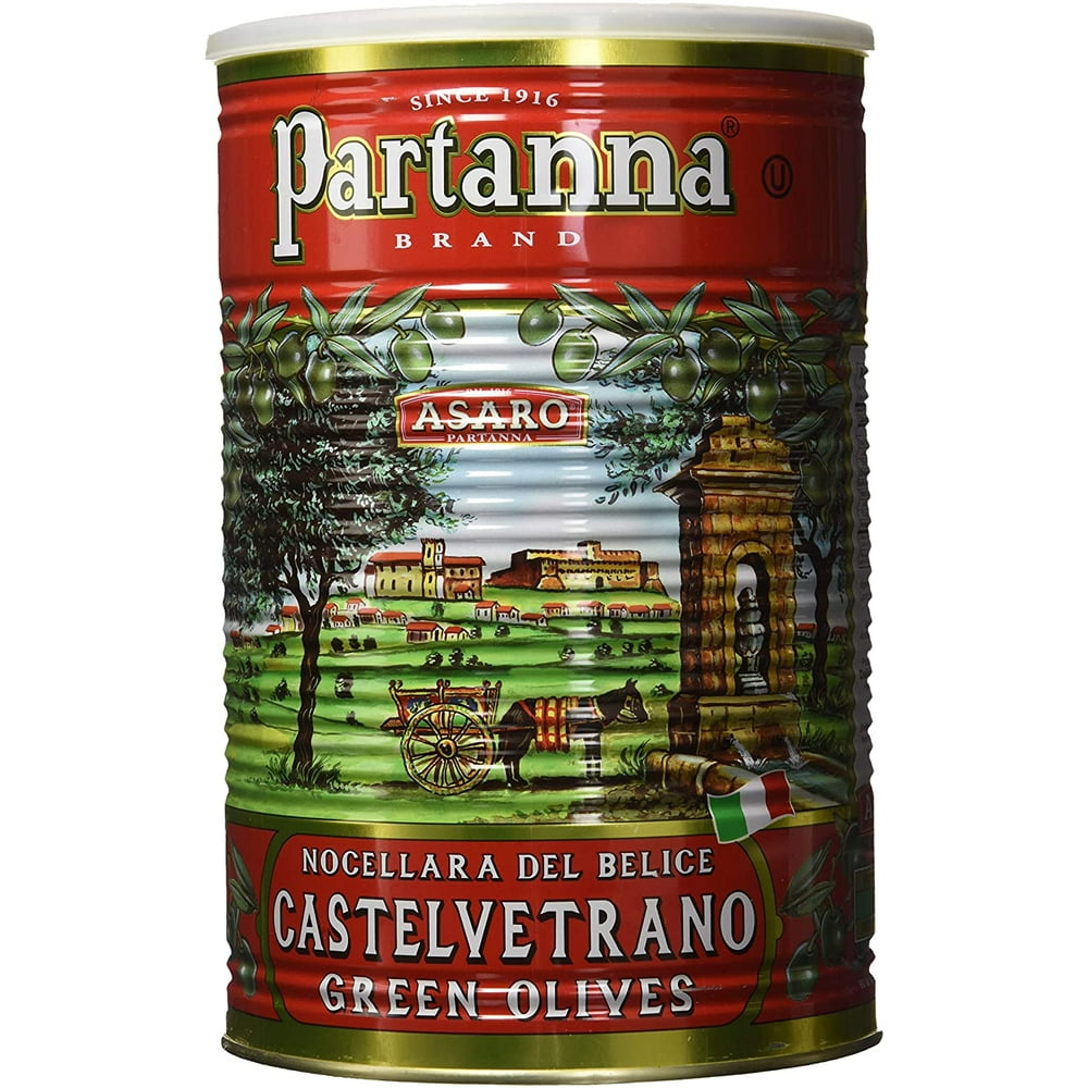 Partanna Sicilian Castelvetrano Green Olives, Pitted 5.07 lb Can
