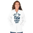thumbnail image 3 of I Put Eat In Cheat Day Funny Foodie Unisex Fleece Graphic Zip Up Hoodie Brisco Brands 2X, 3 of 5