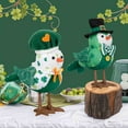 thumbnail image 4 of Lksixu Desktop Glowing Birds Ornaments, Cute Plush Green Shamrock Birds with Hat and Bow, Couple Birds with LED Lights Animals Statue Luck Inseparable Birds Spring Decor Gifts for Kids Friends, 4 of 6