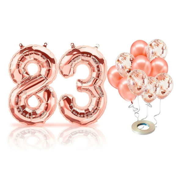 PARIS PRODUCTS - 83rd Birthday Rose Gold Balloons & Number 83 Mylar Balloon, 83rd Birthday Party Decor, 83rd Birthday Decorations for Girl, 83rd Birthday Decorations Girl 83