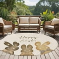 thumbnail image 5 of 6ft Round Rug, Happy Easter Non-Skid Rubber Backing Large Area Rugs - Living Room Bedroom Home Office, Polka Dot Bunny Spring Beige Burlap Indoor Floor Mat Carpets Washable Rug, 5 of 9