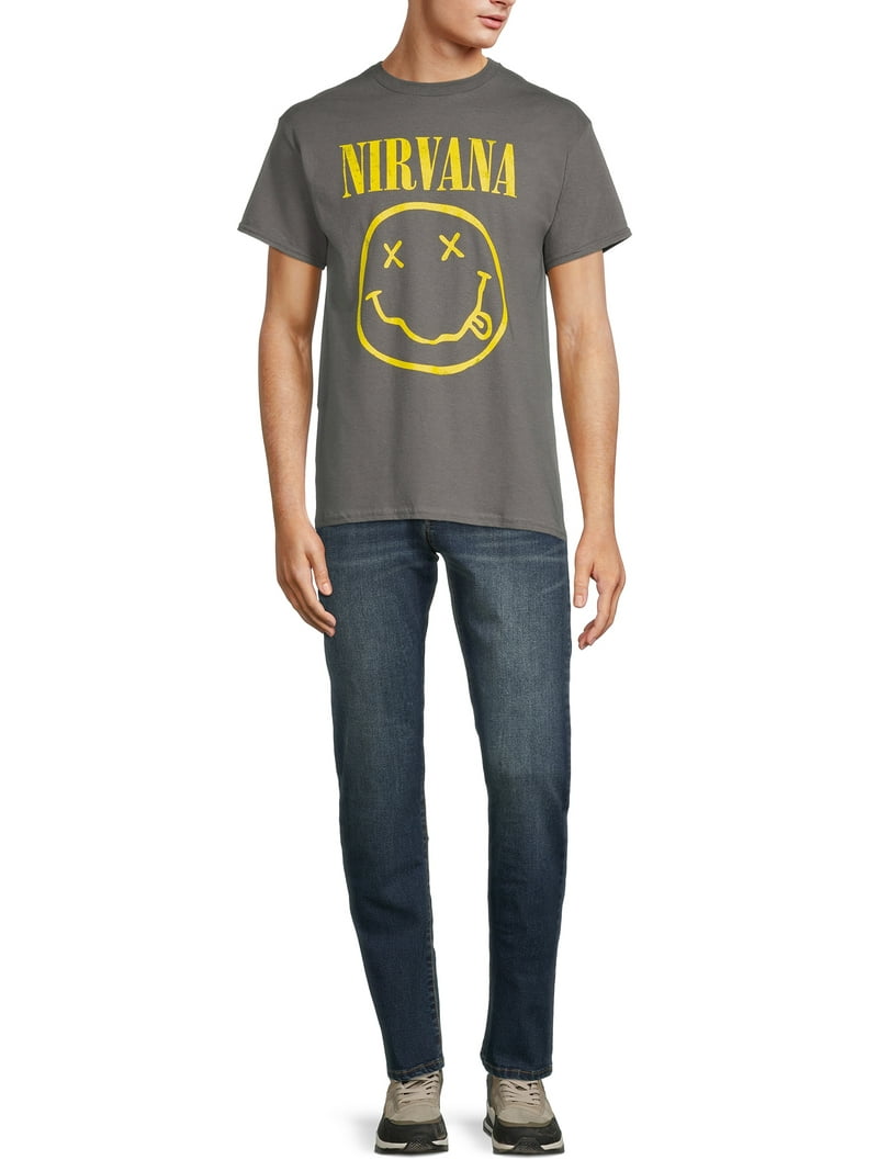Nirvana All Gender Smiley Logo Graphic Tee Shirt, Men's Sizes S