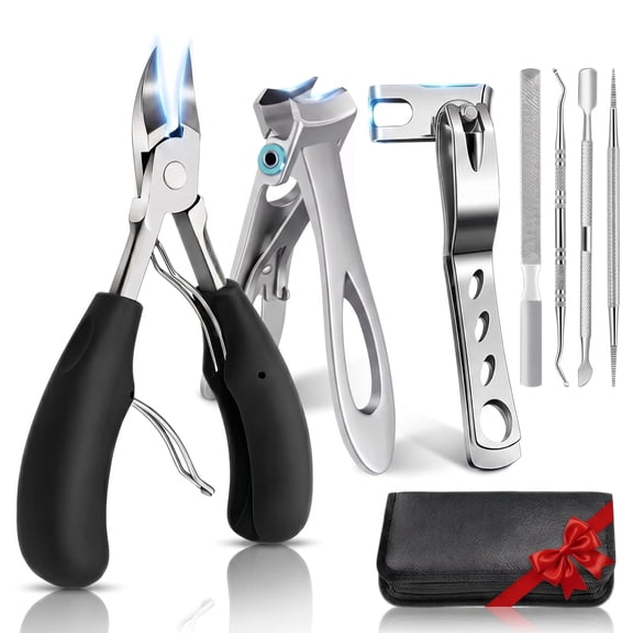 Daiopo 7-Piece Heavy Duty Toenail Clippers Set for Seniors & Men, Ingrown Nail Removal Kit for Thick Nails