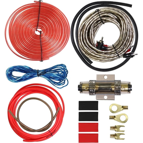 4 Gauge Car Audio Wiring Kit, 2300W Amplifier Install Cable Set with ANL Fuse, RCA & Speaker Wires, Complete for Subwoofer & Amp Systems