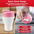thumbnail image 4 of Pink Collapsible Protein Shaker Bottle – 600mL (20oz), Food-Grade Silicone, Leakproof Lid, Reusable for Protein Shakes, 4 of 9