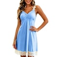 thumbnail image 5 of Oksale Womens Sleeveless Nightgowns Built In Bra Trendy Lace Trim V Neck Cami Sleepwear Soft Cozy Midi Pajama Dress Blue, 5 of 9
