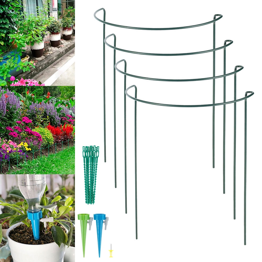 HOTBEST 4Pack Plant Support Stakes, Metal Garden Plant Stake, Outdoor