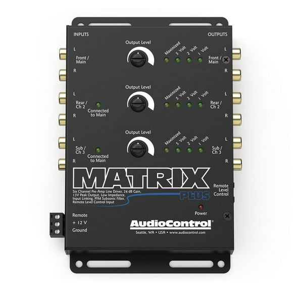 Driver de Línea AudioControl Negro con Seis Canales y Entrada de Control Remoto