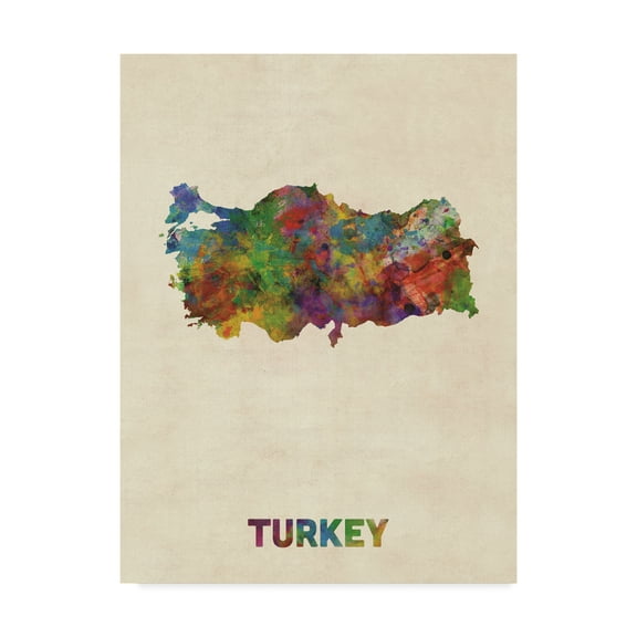 Trademark Fine Art 'Turkey Watercolor Map' Canvas Art by Michael Tompsett