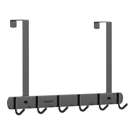 Over The Door Hooks, Door Hanger Hooks for Hanging, SU 304 Stainless Steel Over The Door Towel Racks for Bathroom with 6 Coat Hook, Coat Rack Bathroom Accessories, 17.71x11.02"