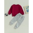 thumbnail image 4 of Bagilaanoe 2PCS Toddler Baby Boy Long Pants Set Letter Print Long Sleeve Sweatshirt Pullover Tops + Drawstring Sweatpants 6M 12M 18M 24M 3T Kids Casual Sweatsuits, 4 of 8