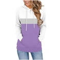 thumbnail image 2 of Taylonsss Womens Color Blocked Fashion Loose Fit Long Sleeve Hooded Sweatshirt with Pockets Comfortable Casual Top for Daily Wear, Dating, Party, Work and Vacation Outfit, 2 of 6