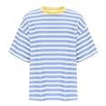 thumbnail image 6 of Conairie Summer T Shirts for Women Casual Stripe Loose Crew Neck Short Sleeve Shirt Fashion Elegant Breathable Blouses Pullover Outfits Blue L, 6 of 6