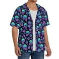 thumbnail image 2 of KLL Skull daisy Gradient Print Men's Shirt Short Sleeve Button Down Summer Cuba Beach Shirts- Medium, 2 of 5