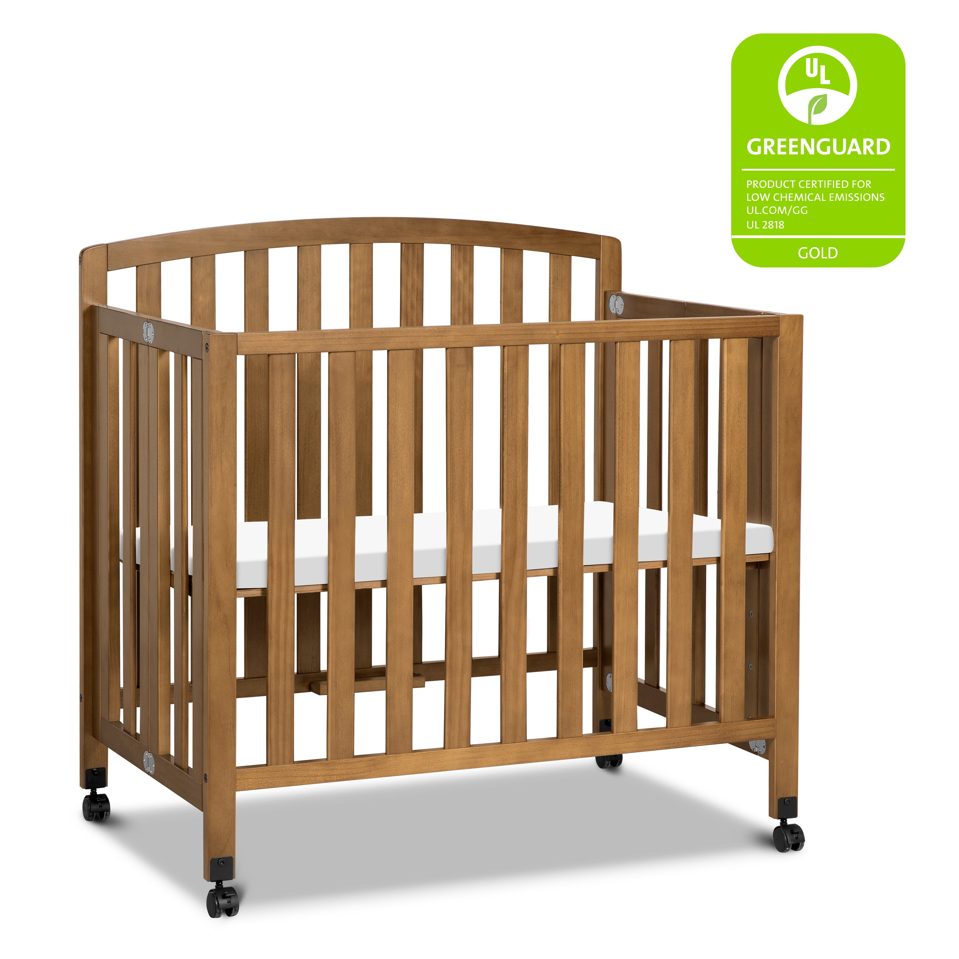 DaVinci Dylan Folding Portable 3-in-1 Mini Crib and Twin Bed, Chestnut
