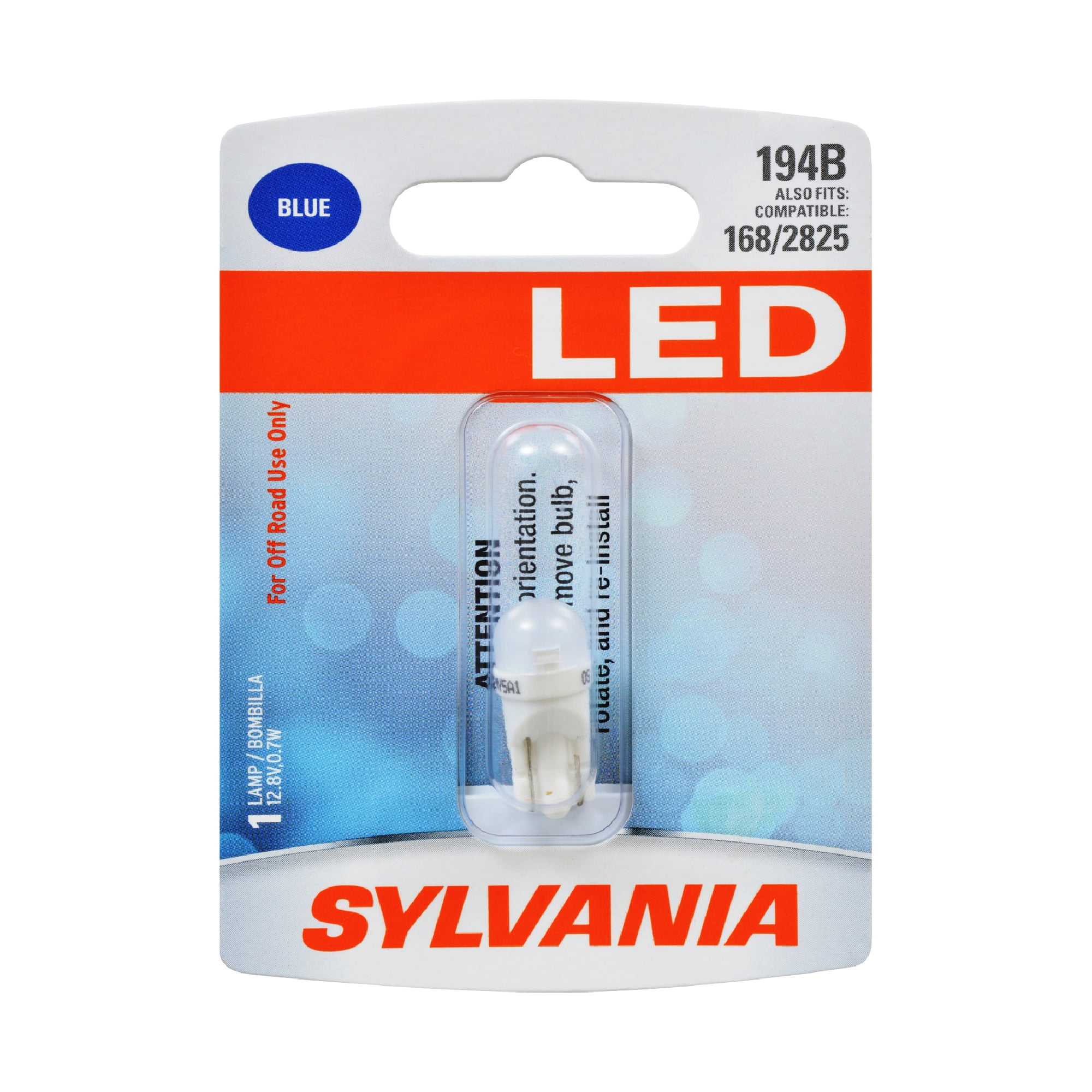 Sylvania 194B Blue LED Automotive Mini Bulb, Pack of 1.