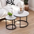 thumbnail image 1 of Semiocthome Modern Nesting Coffee Table Set,End Table for Living Room, 23.6" W, White,Marble Pattern, 1 of 7